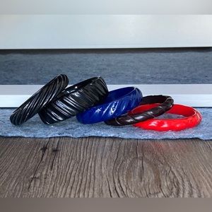 Lot Of 5 Vintage Rope Lucite Plastic Bangle Bracelets
